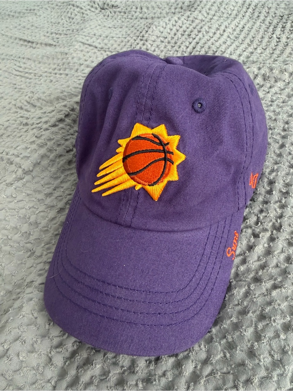 47 Purple Phoenix Suns Embroidered Baseball Cap with Orange Accent